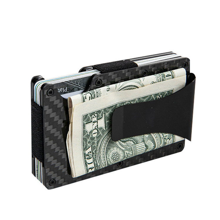 Carbon Fiber RFID Minimalistyske Wallet mei Cash Clip